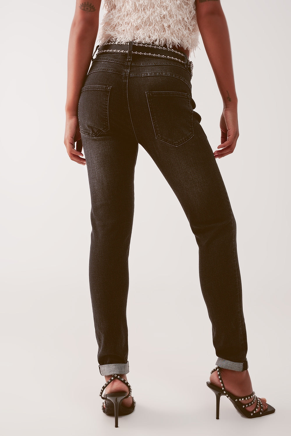 Super high waist skinny jeans in washed black - Coloured Jeans