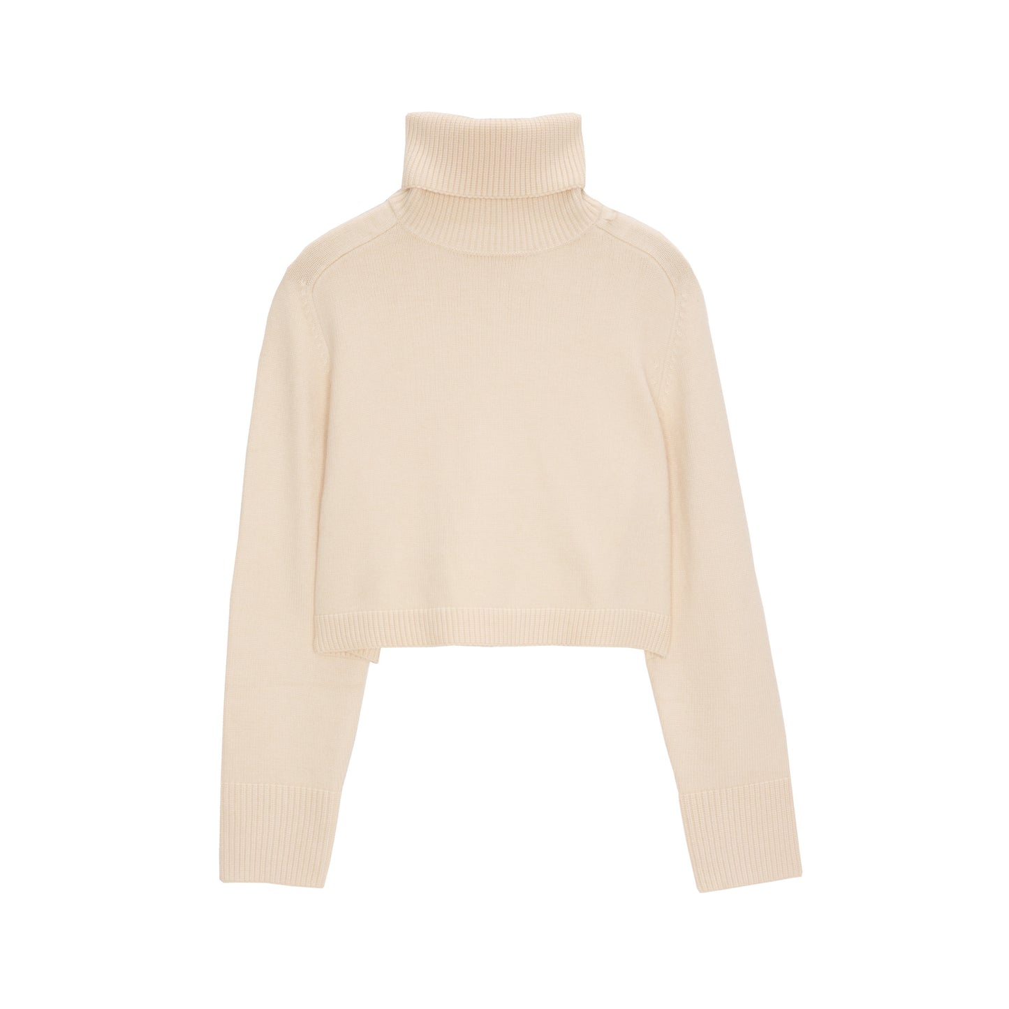 High neck cropped jumper in cream