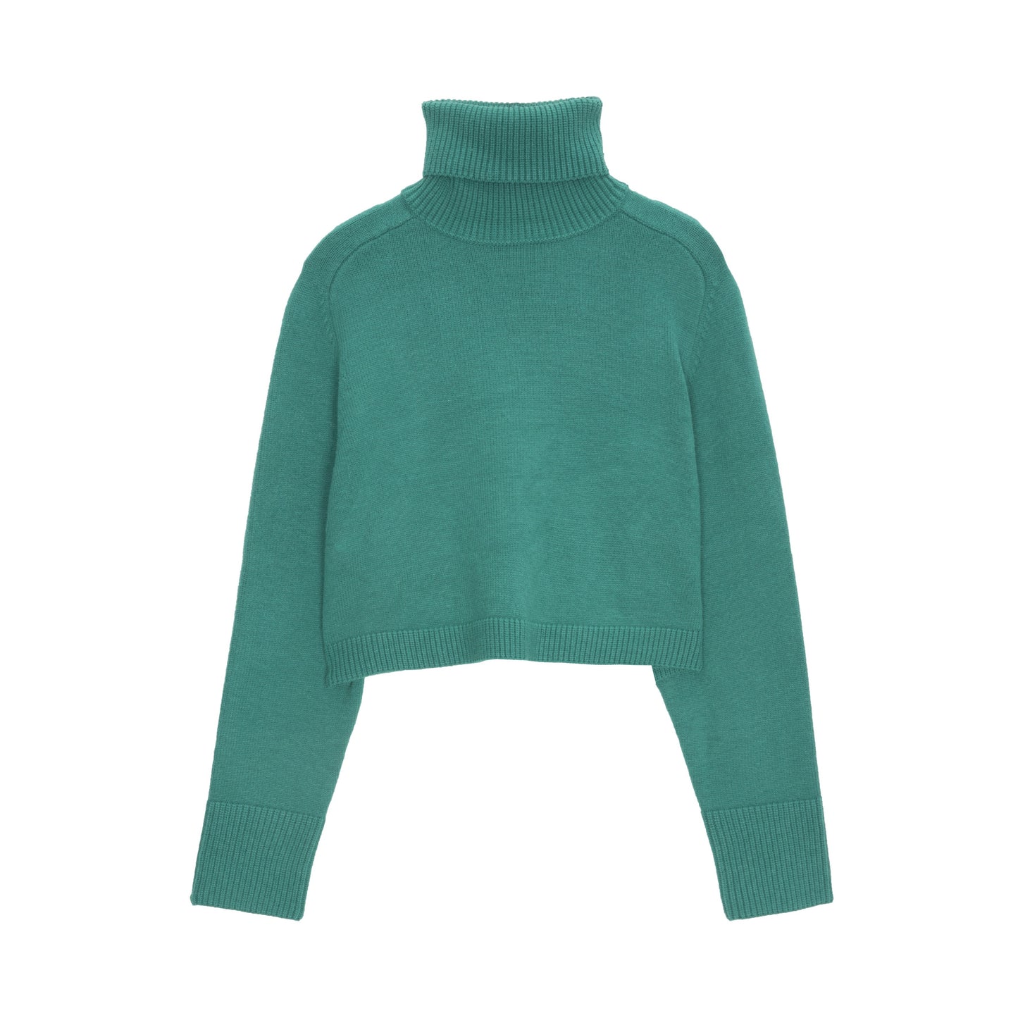 High neck cropped jumper in green