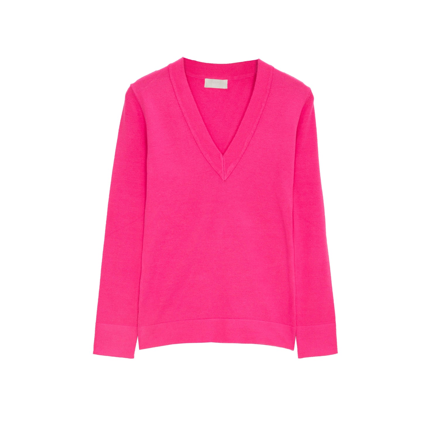 V neck fine knit jumper in fuchsia