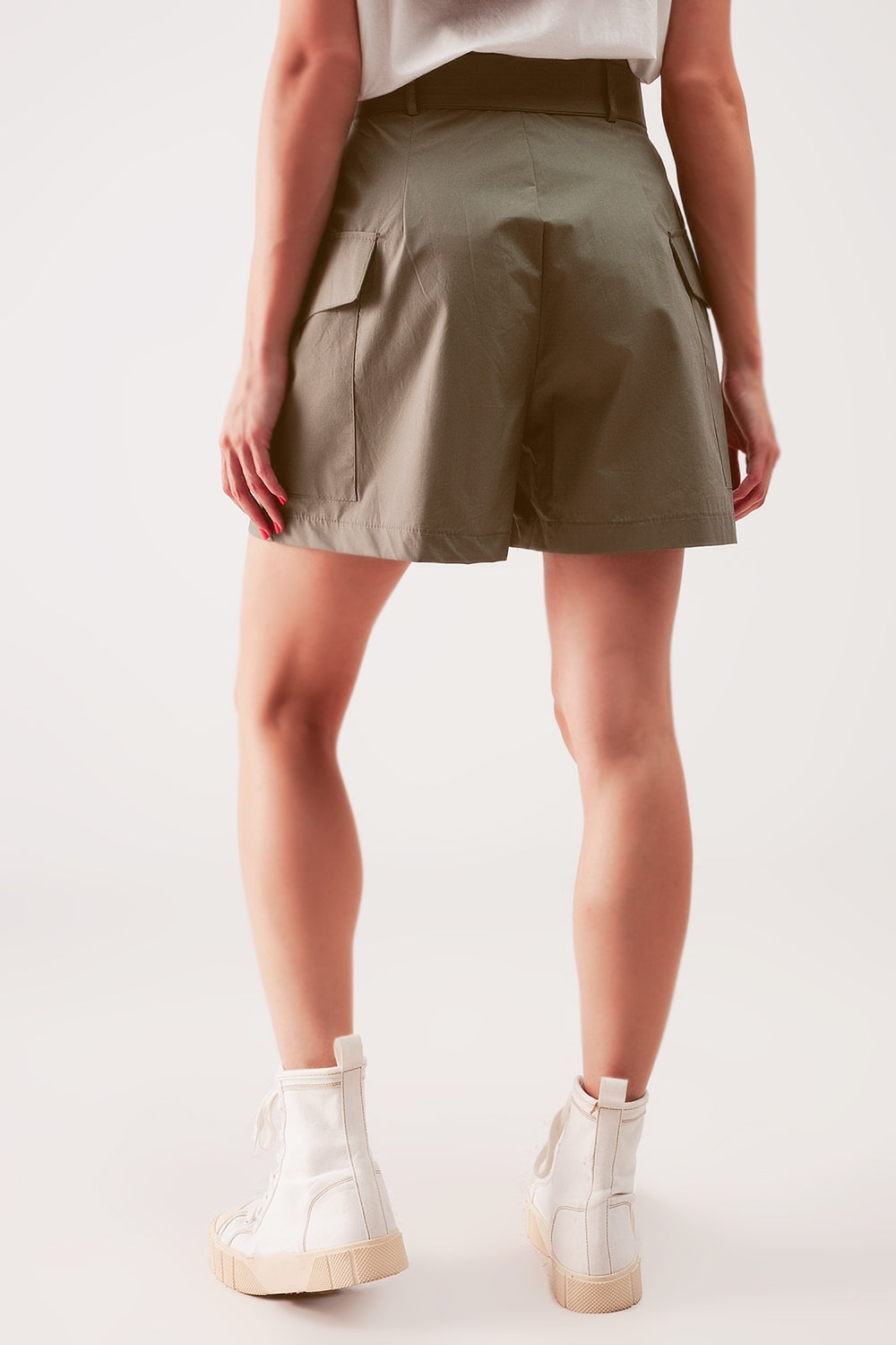 Longline wide leg bermuda shorts in khaki - trousers