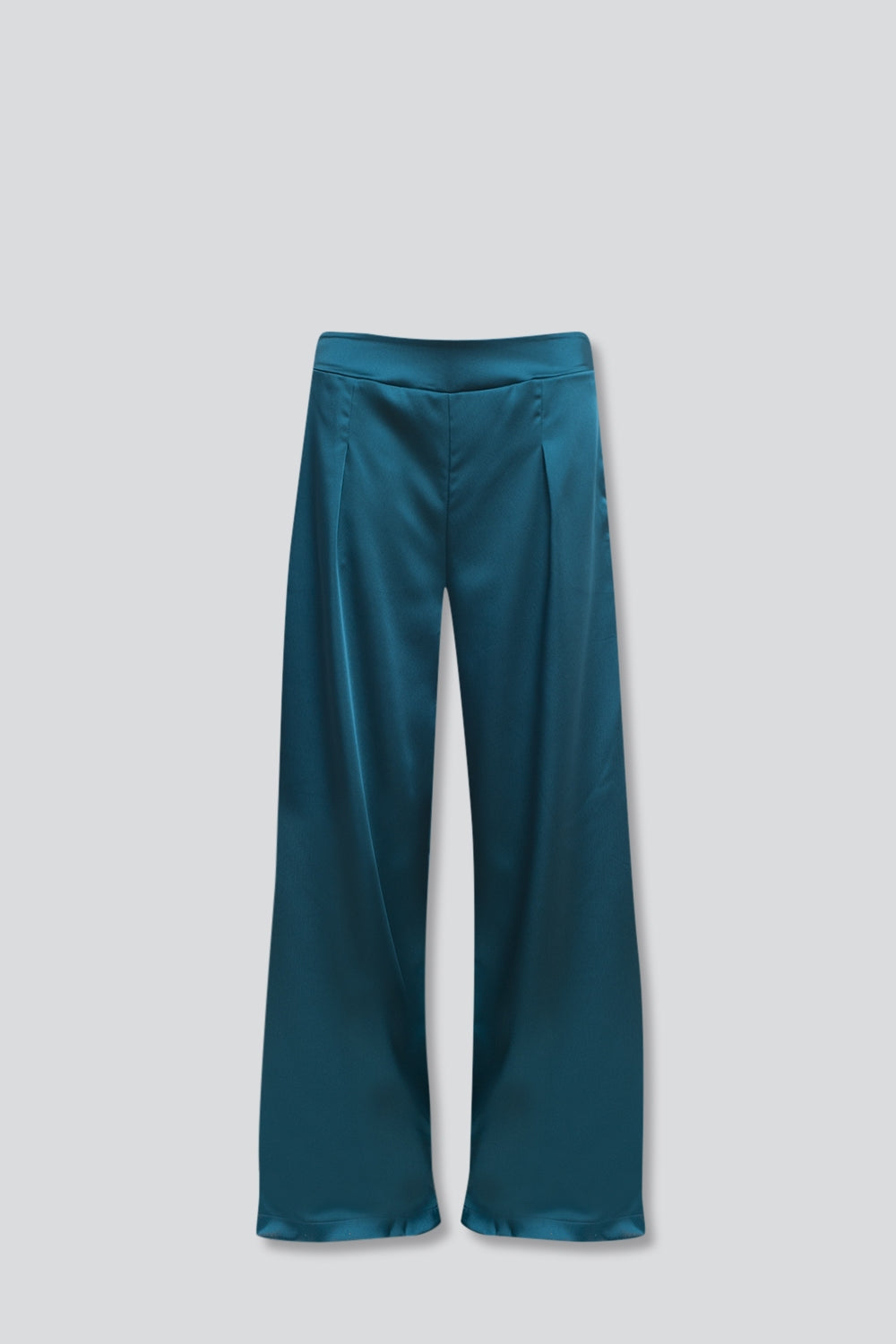 wide leg satin pants in blue - trousers