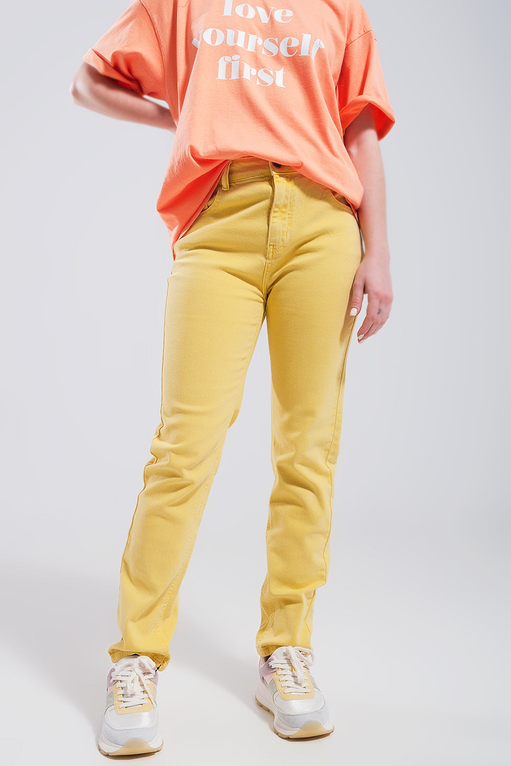 Stretch Cotton skinny jeans in yellow - Coloured Jeans