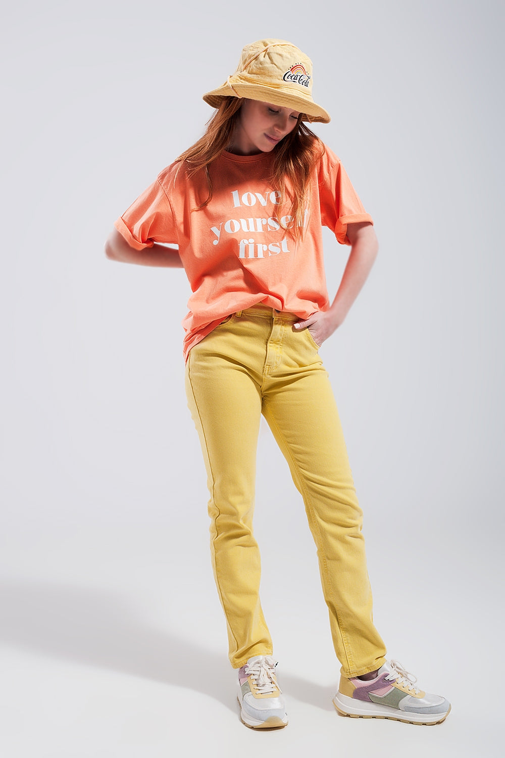 Stretch Cotton skinny jeans in yellow - Coloured Jeans