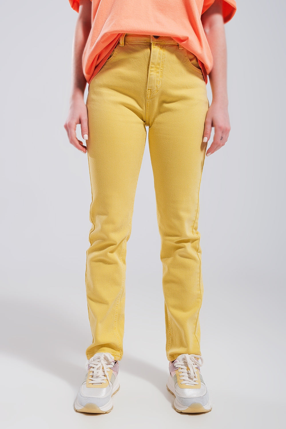Stretch Cotton skinny jeans in yellow - Coloured Jeans