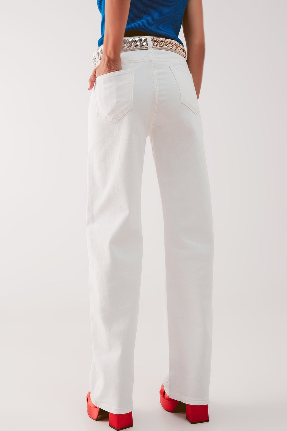 High rise slouchy mom jeans in cream - Coloured Jeans