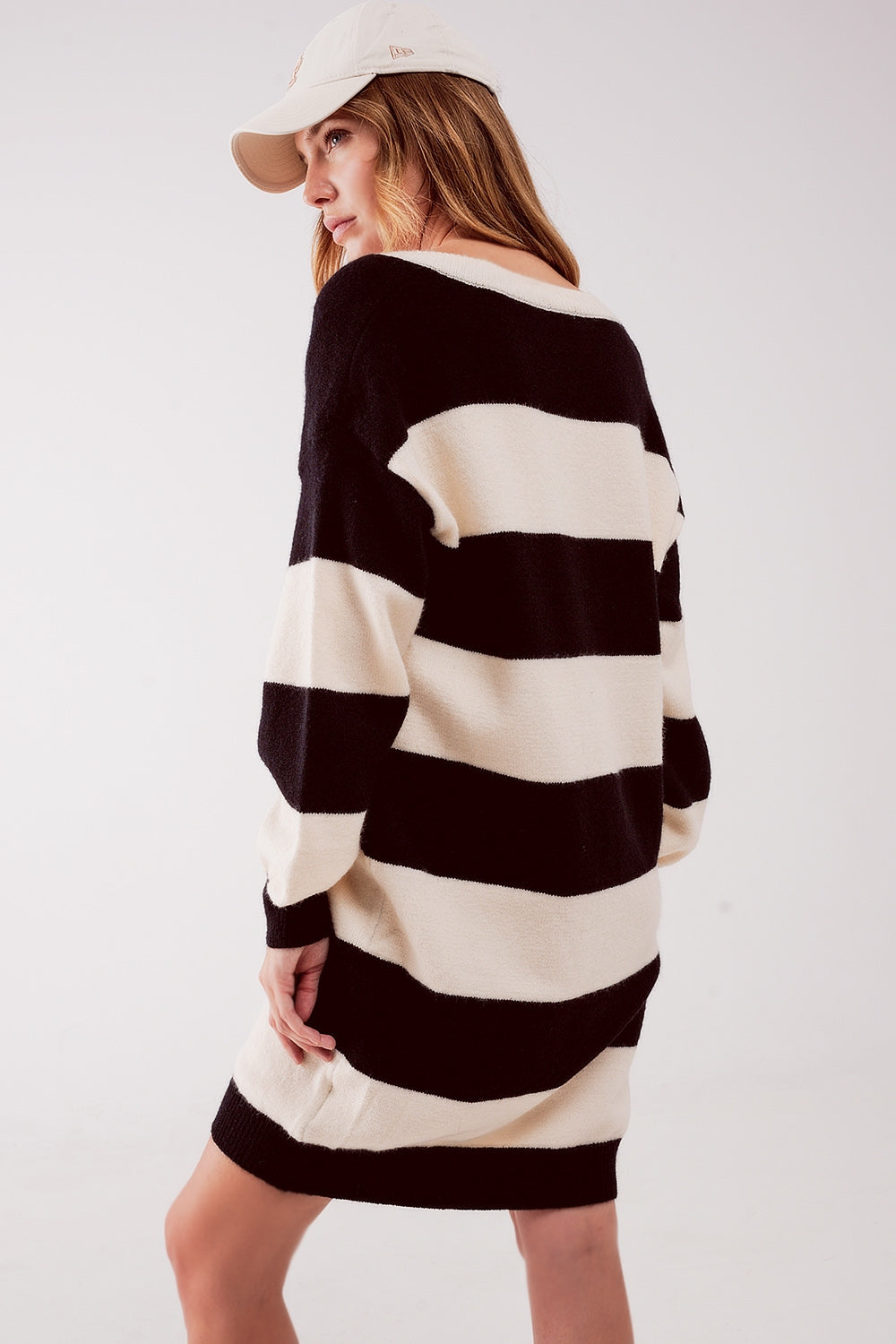 Stripe jumper dress in black - dress, jumper