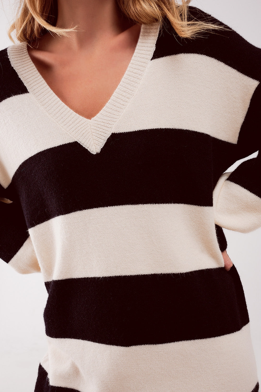 Stripe jumper dress in black - dress, jumper
