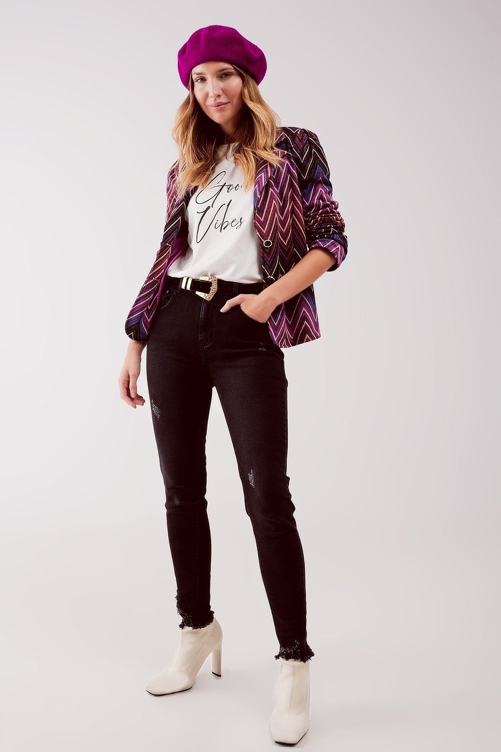 High waist ripped skinny jeans in black - Coloured Jeans