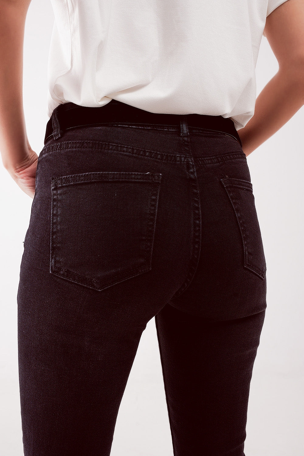 High waist ripped skinny jeans in black - Coloured Jeans