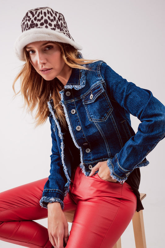 Raw denim jacket in mid blue - blazer