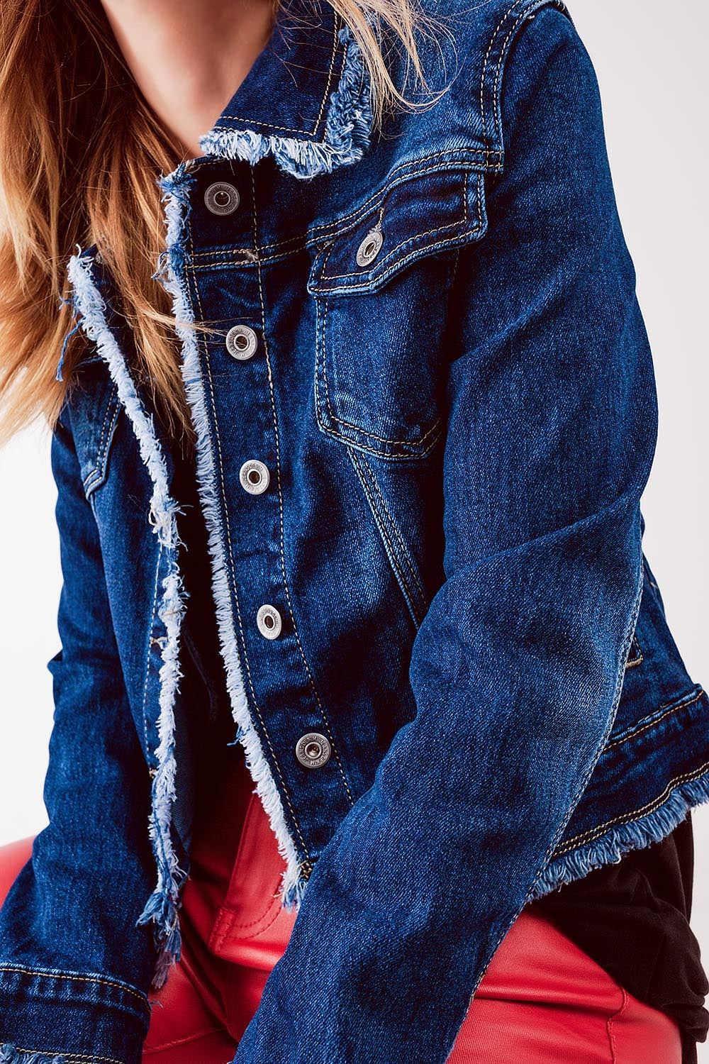 Raw denim jacket in mid blue