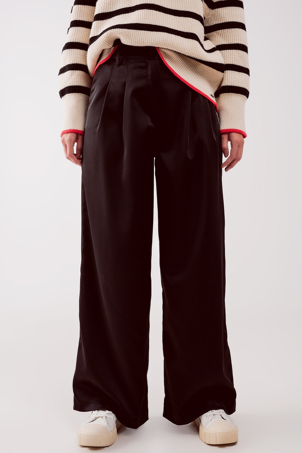 Palazzo pleated pants in black - trousers