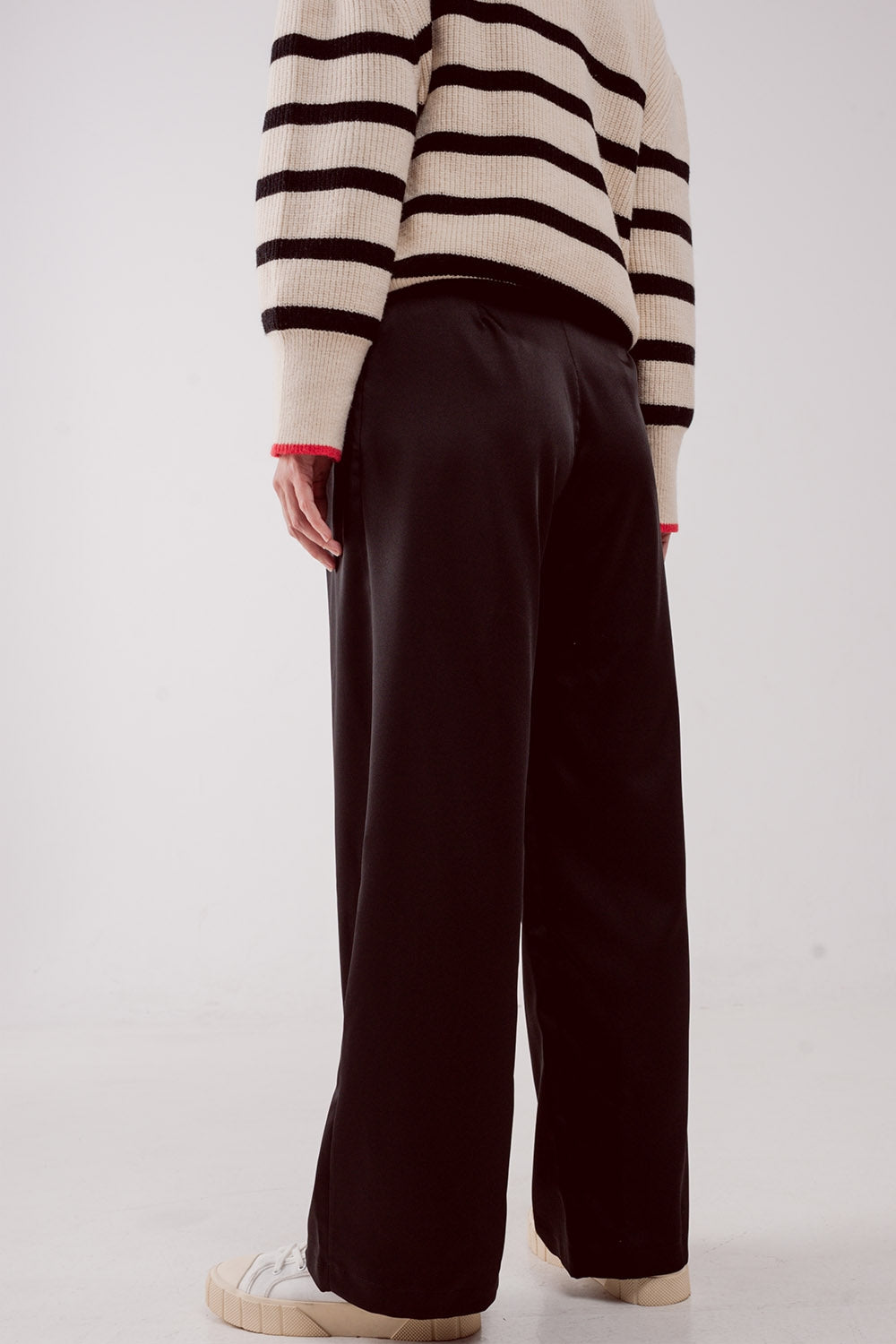 Palazzo pleated pants in black - trousers