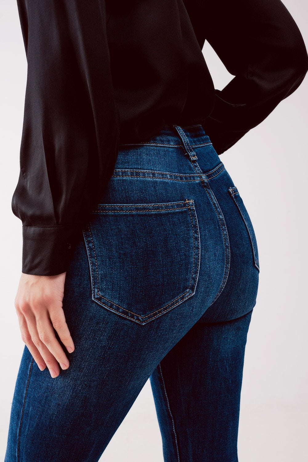 High waist authentic ripped skinny jeans in midwash blue - Denim
