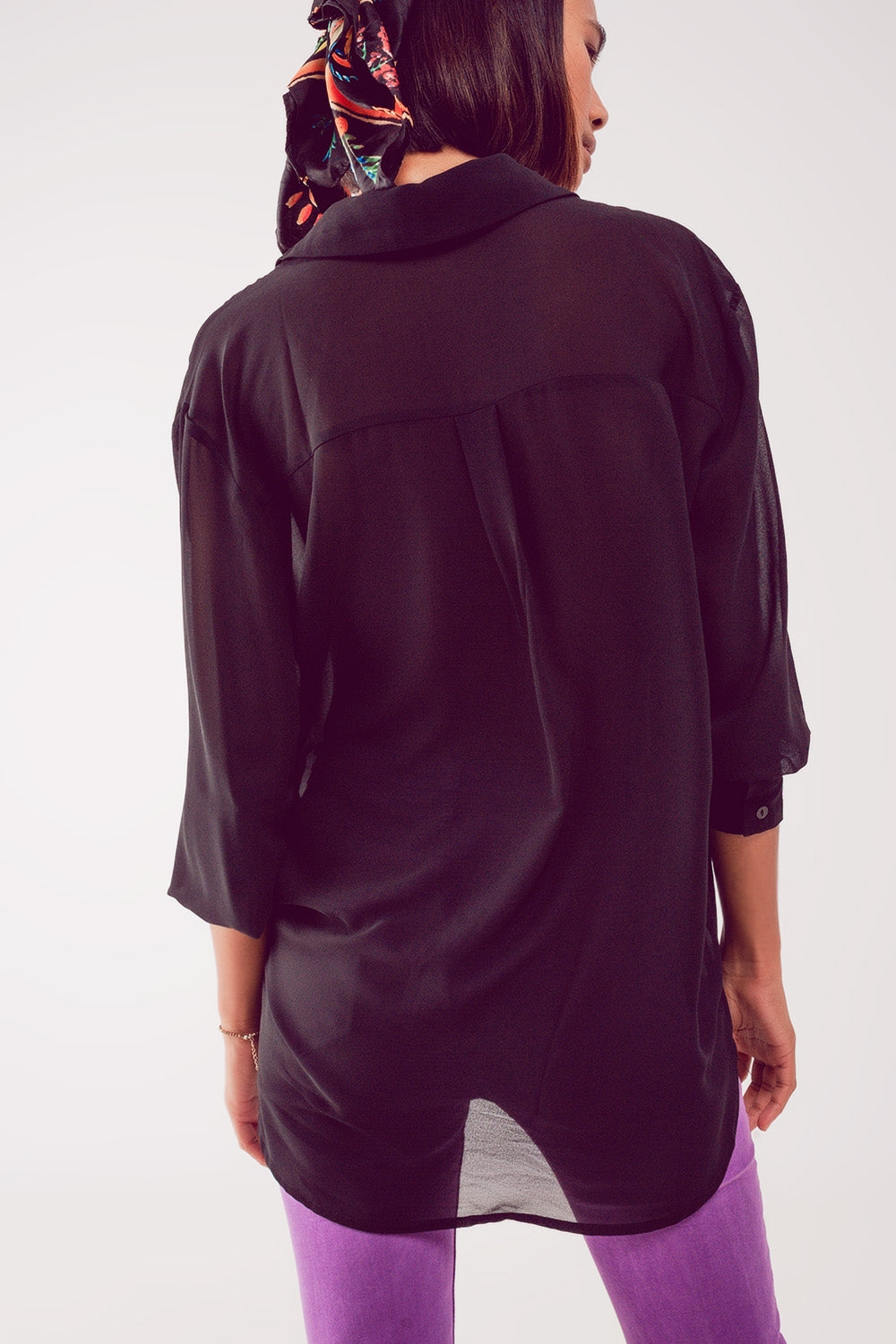 Chiffon shirt in black - Shirts