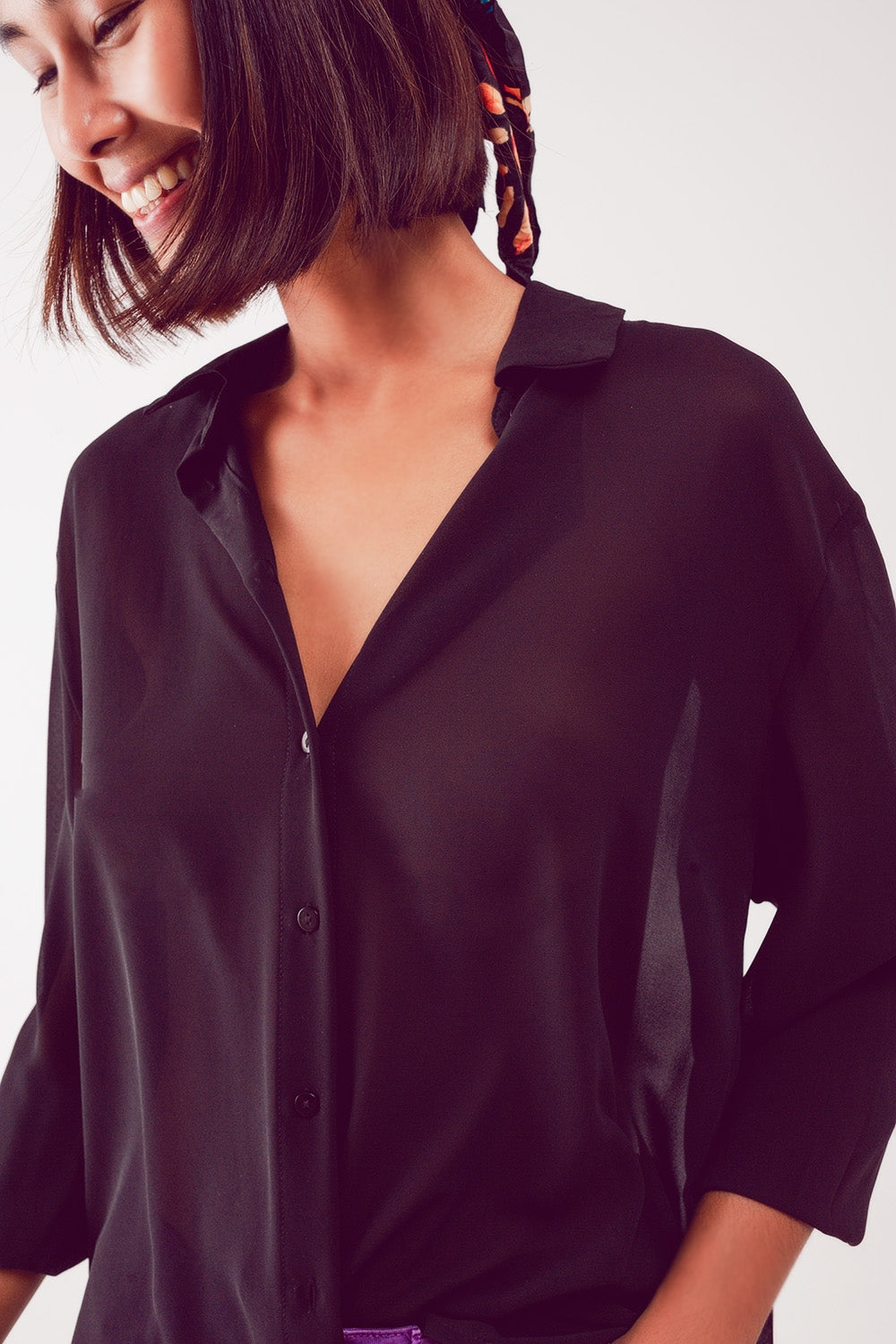 Chiffon shirt in black - Shirts
