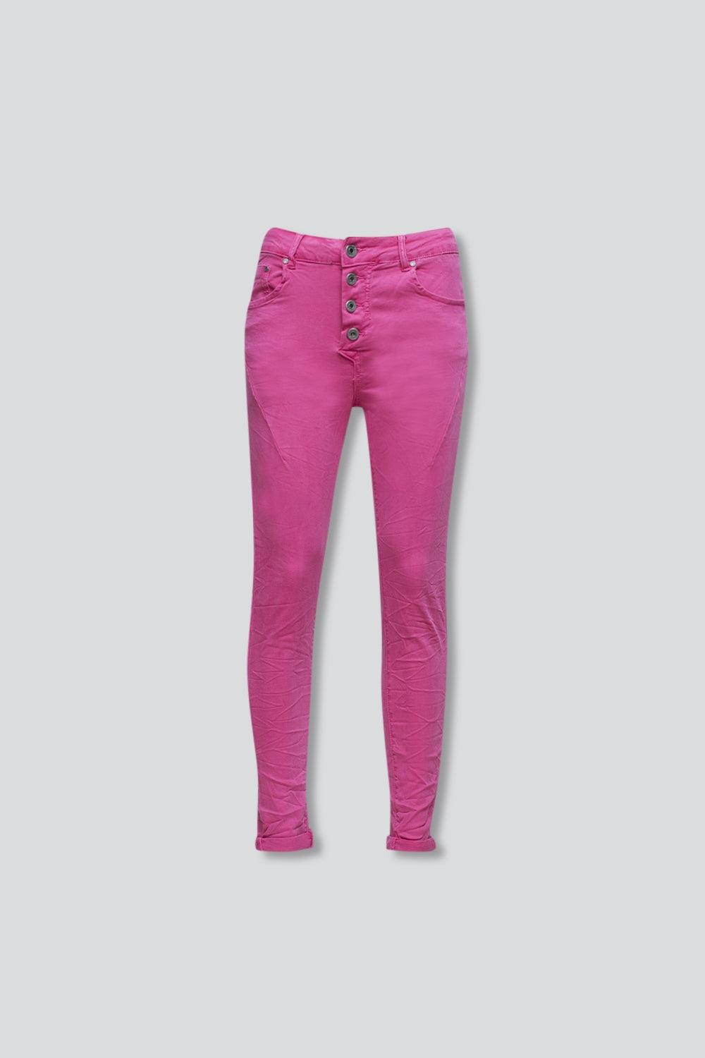 Exposed buttons skinny jeans in fuchsia - Coloured Jeans