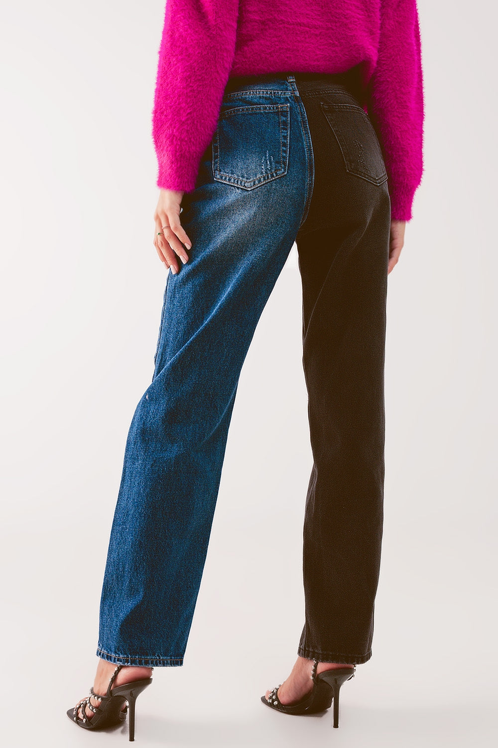 Straight leg color block jeans - Denim
