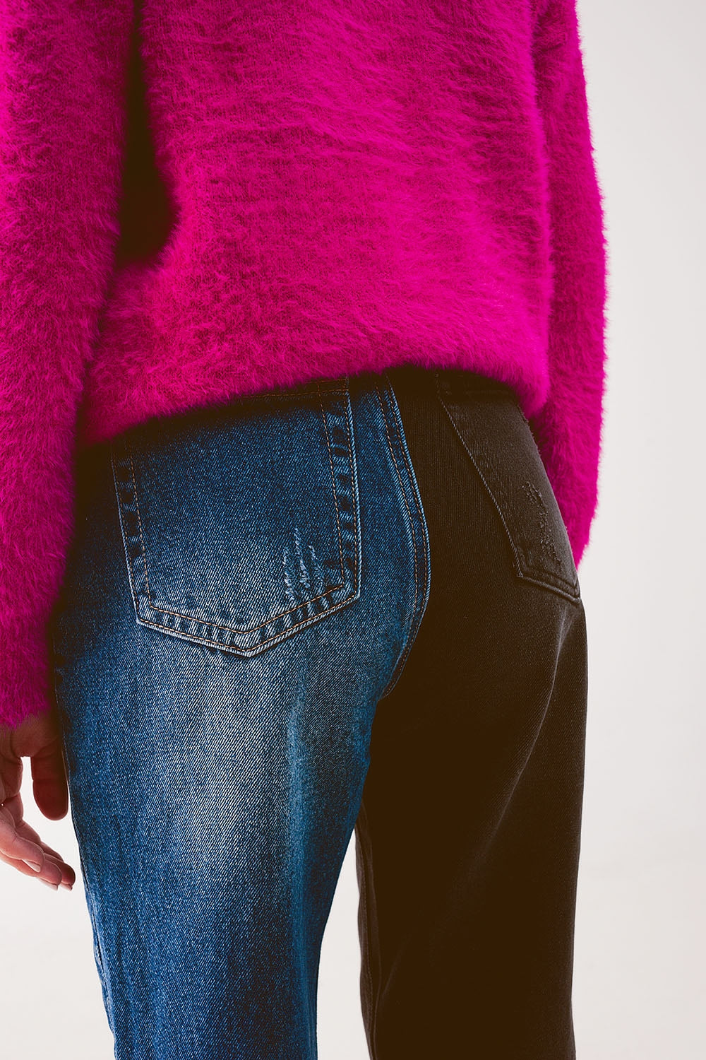 Straight leg color block jeans - Denim