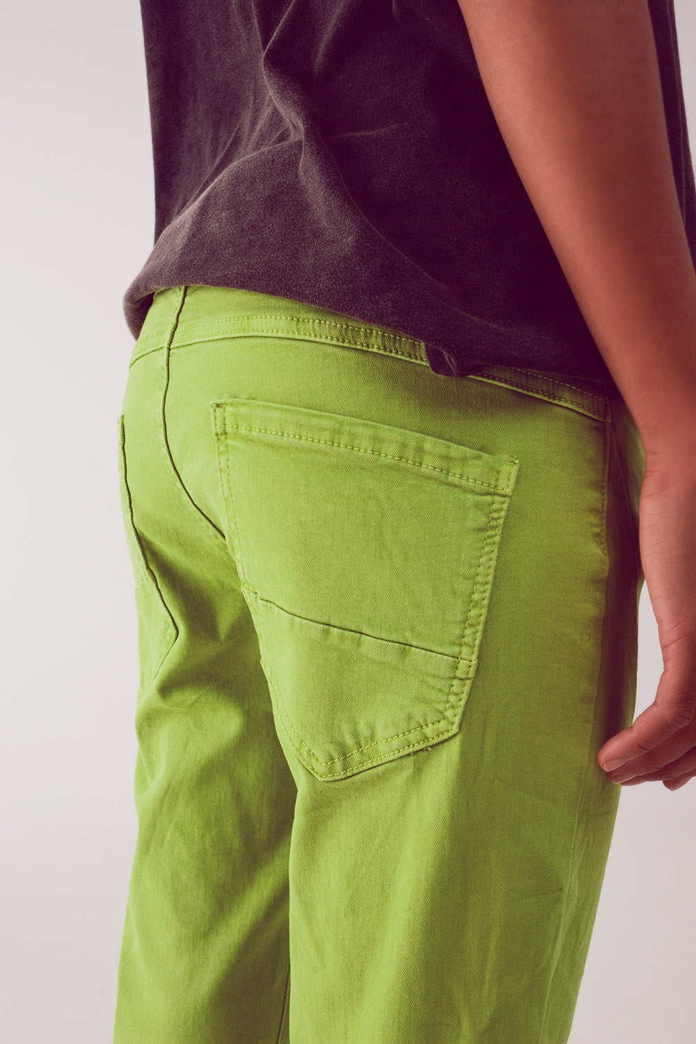 Exposed buttons skinny jeans in green - Coloured Jeans
