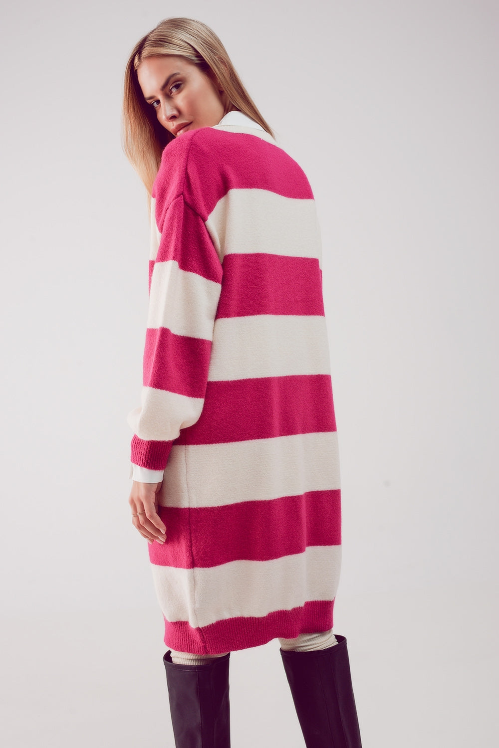 Stripe jumper dress in fuchsia - dress