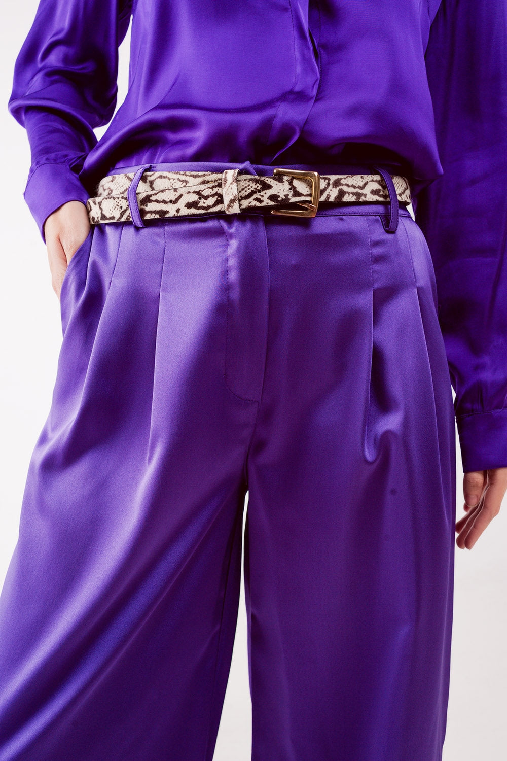 Palazzo pleated pants in purple - trousers