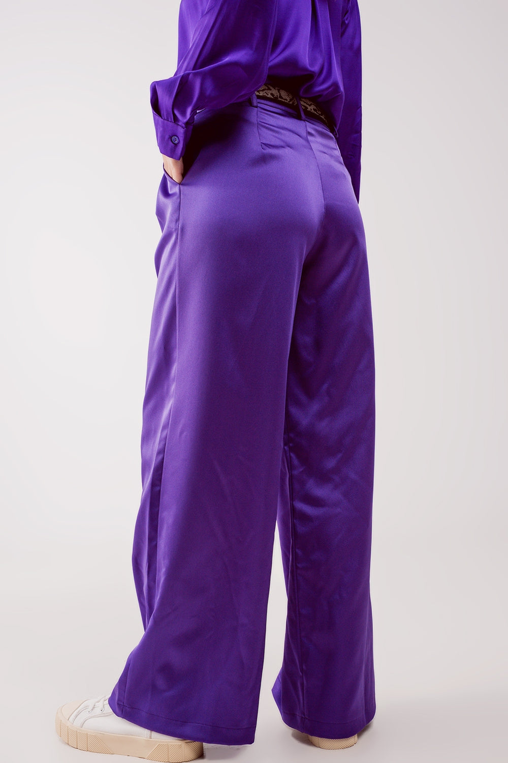 Palazzo pleated pants in purple - trousers