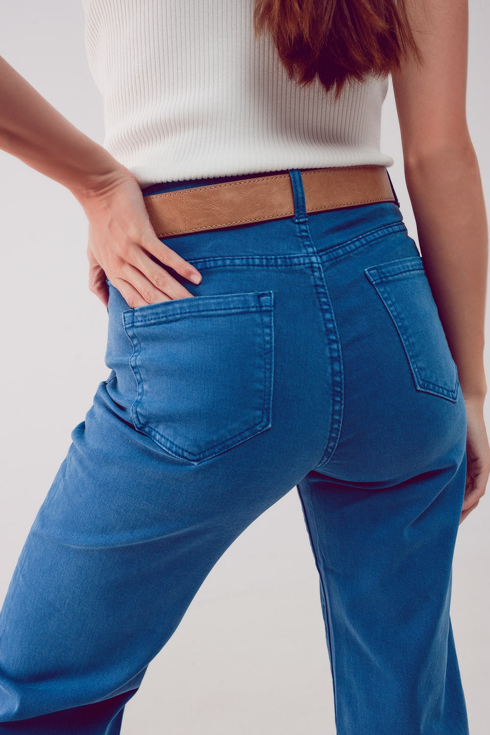 Cropped wide leg jeans in blue - Coloured Jeans