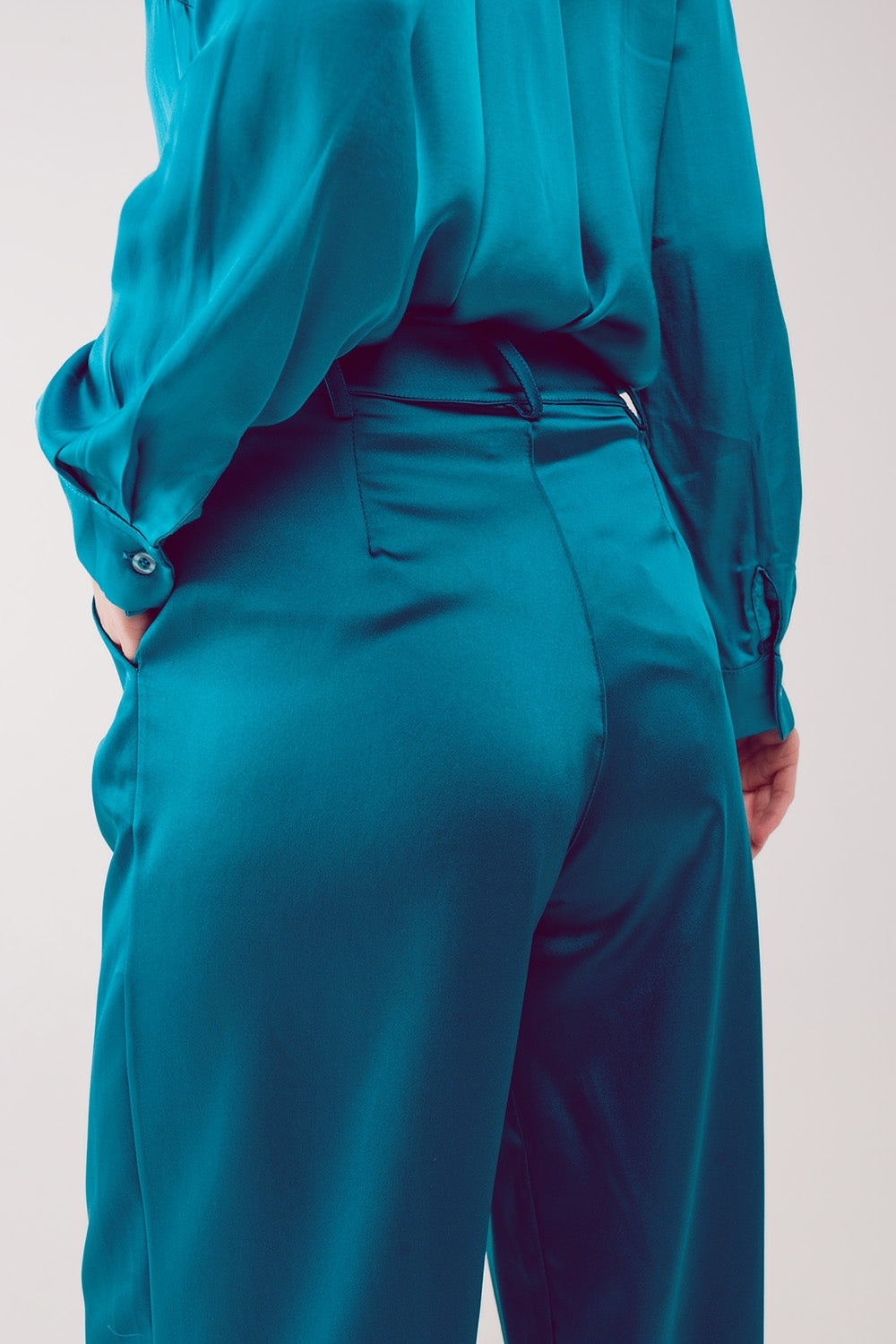 Palazzo pleated pants in turquoise - trousers