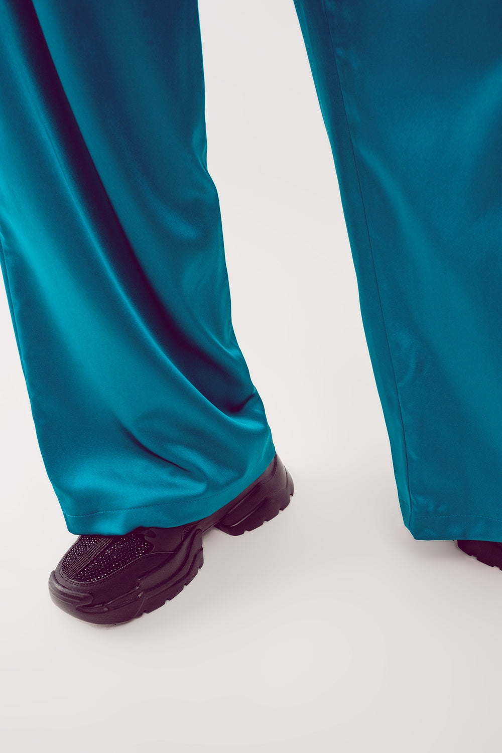Palazzo pleated pants in turquoise - trousers