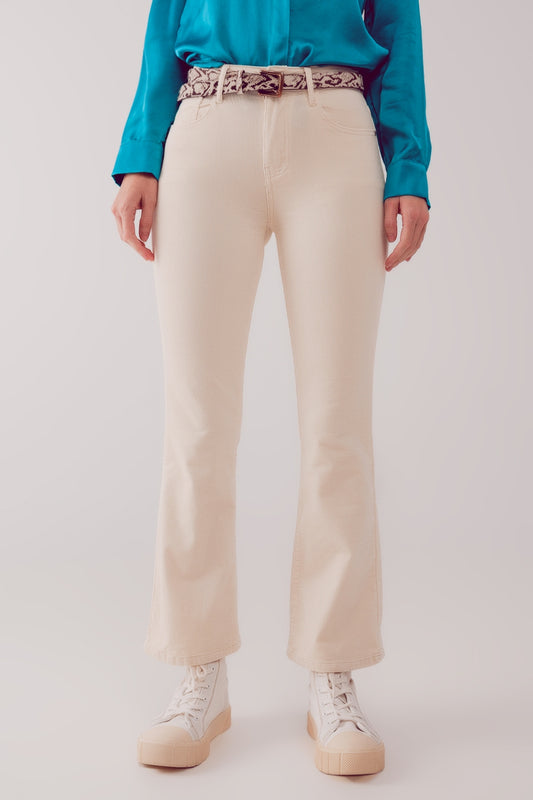 Cord flare in cream - trousers