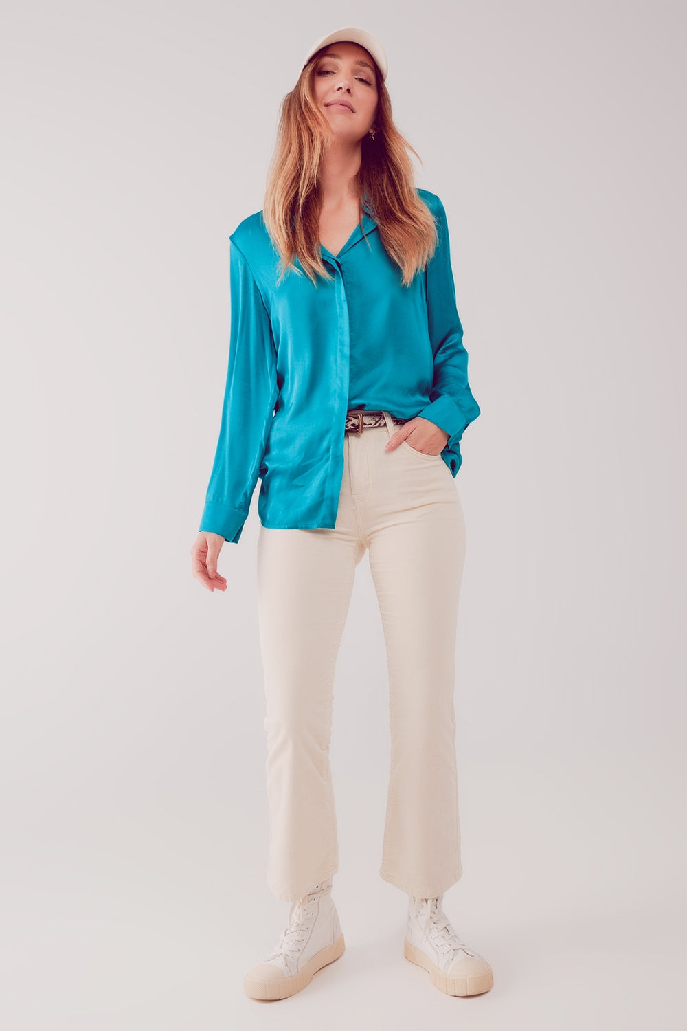 Cord flare in cream - trousers
