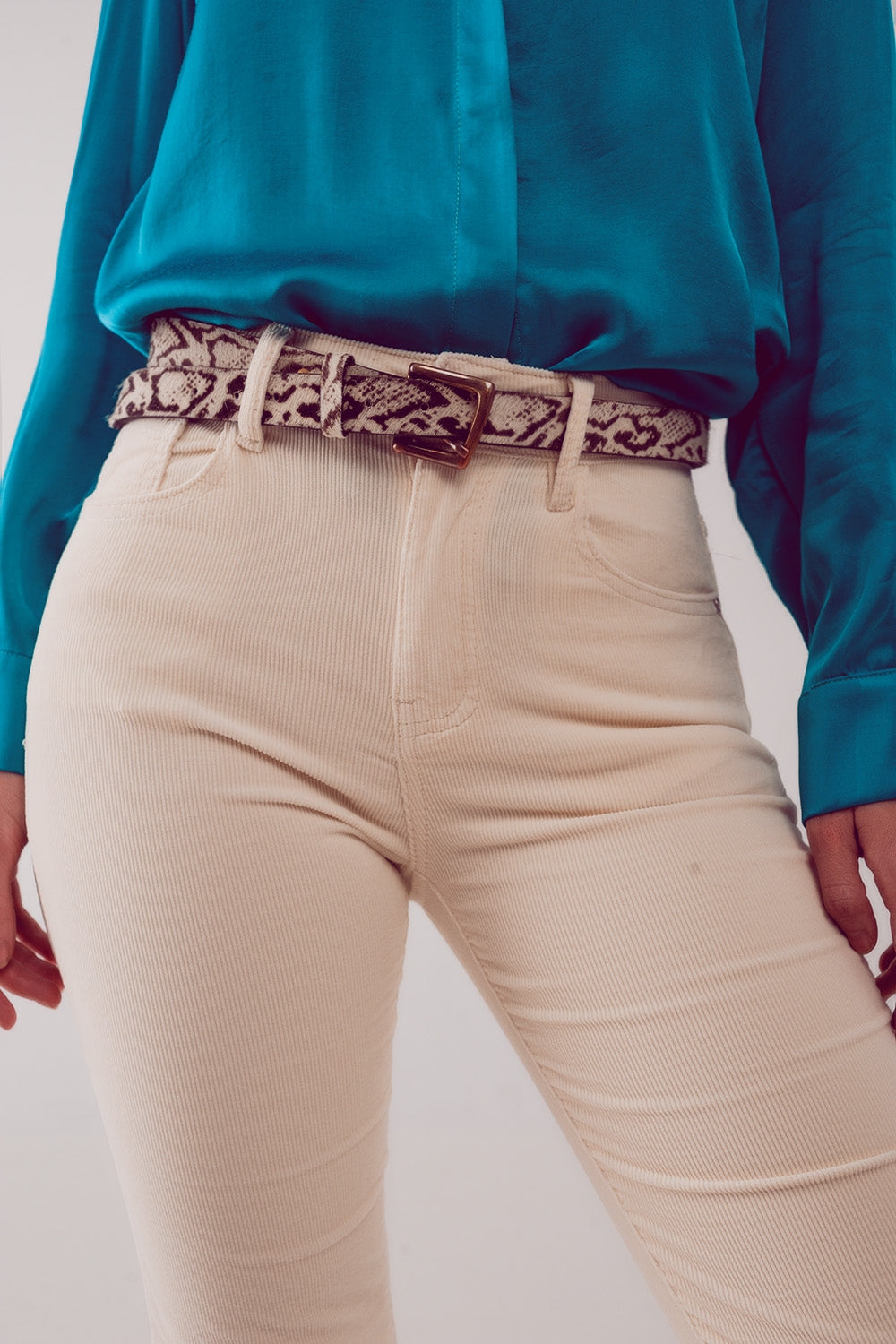 Cord flare in cream - trousers