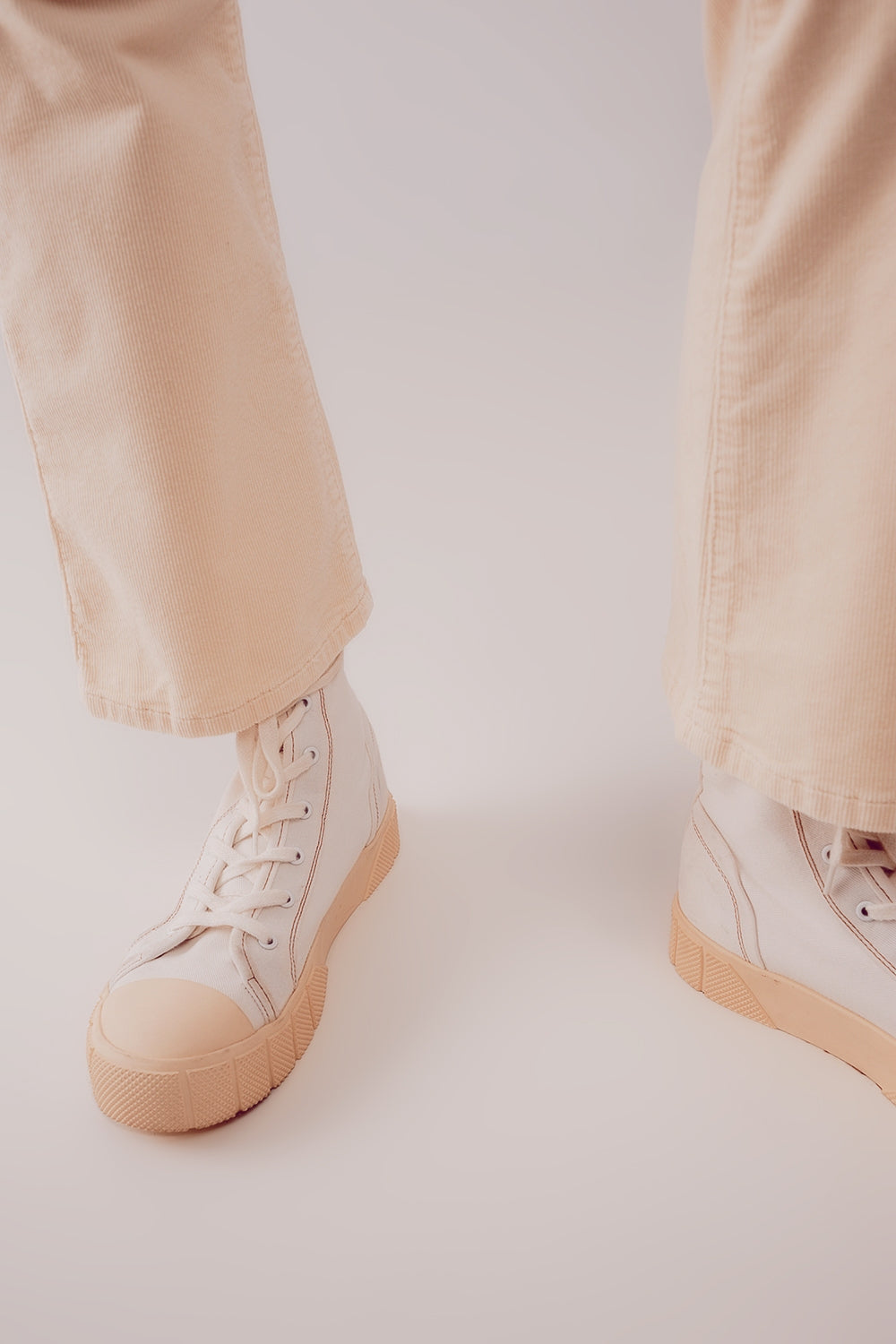 Cord flare in cream - trousers