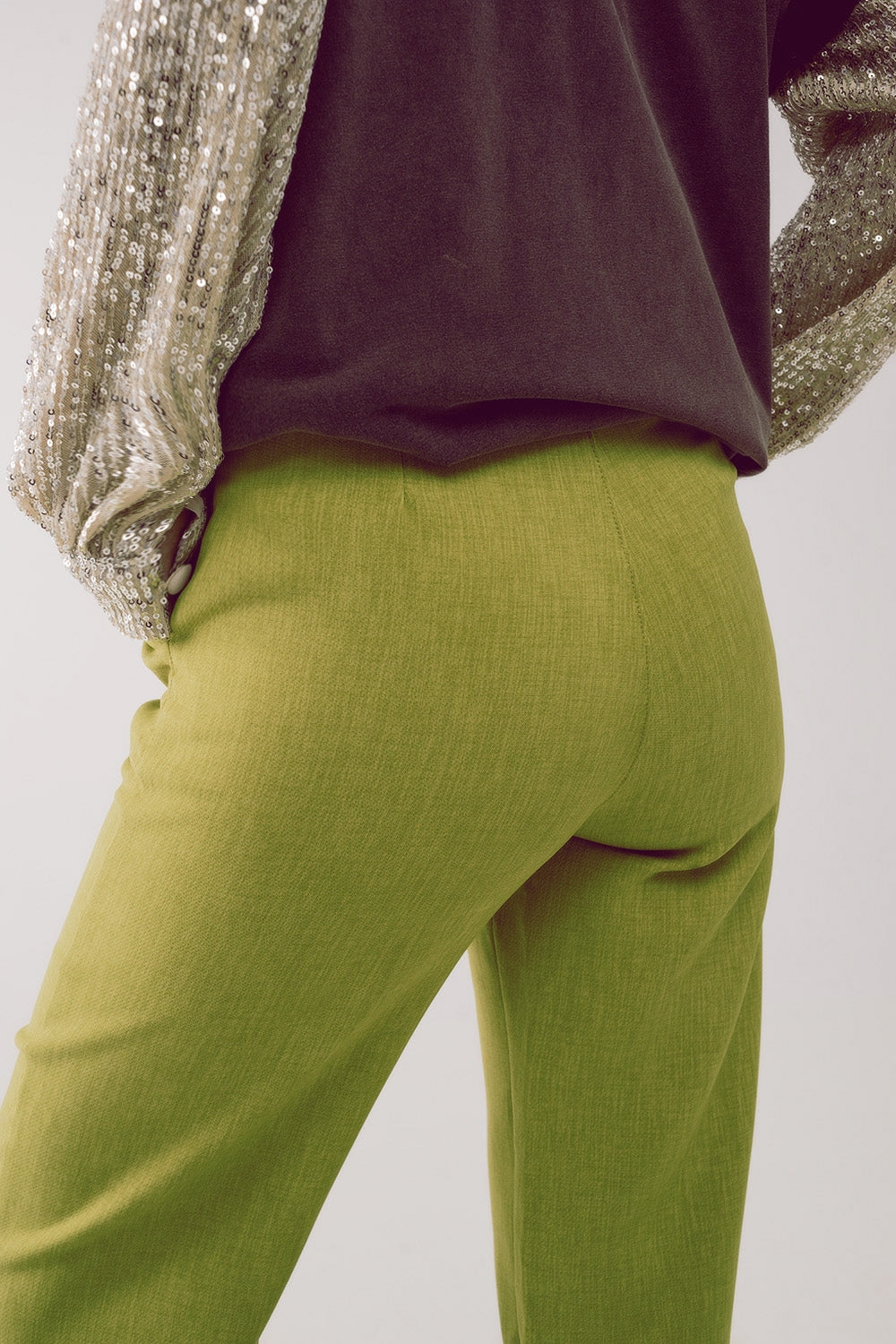 Straight leg tailored pants in green - trousers