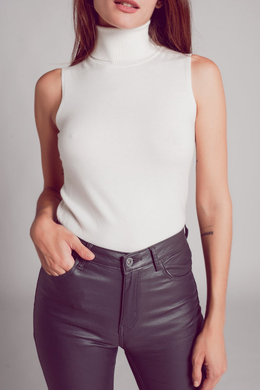 Knitted tank jumper in cream - jumper