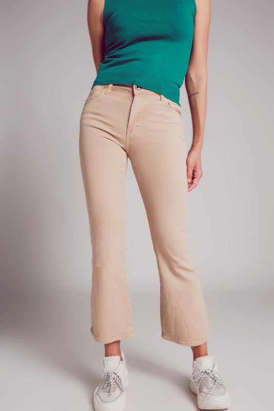 high waist flare jean in sand - Coloured Jeans