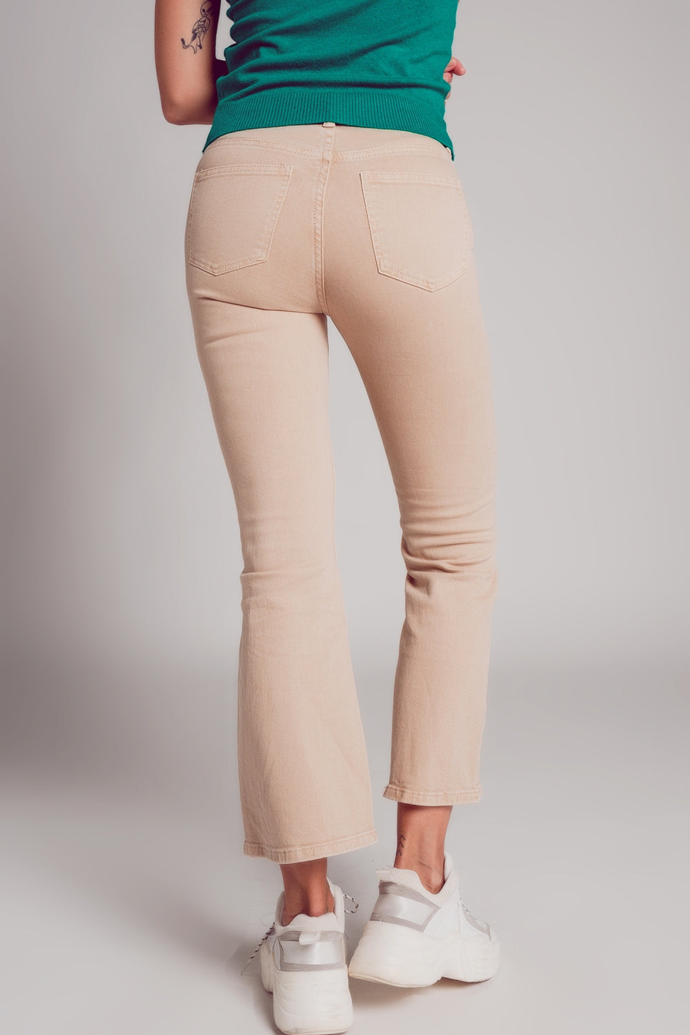 high waist flare jean in sand - Coloured Jeans