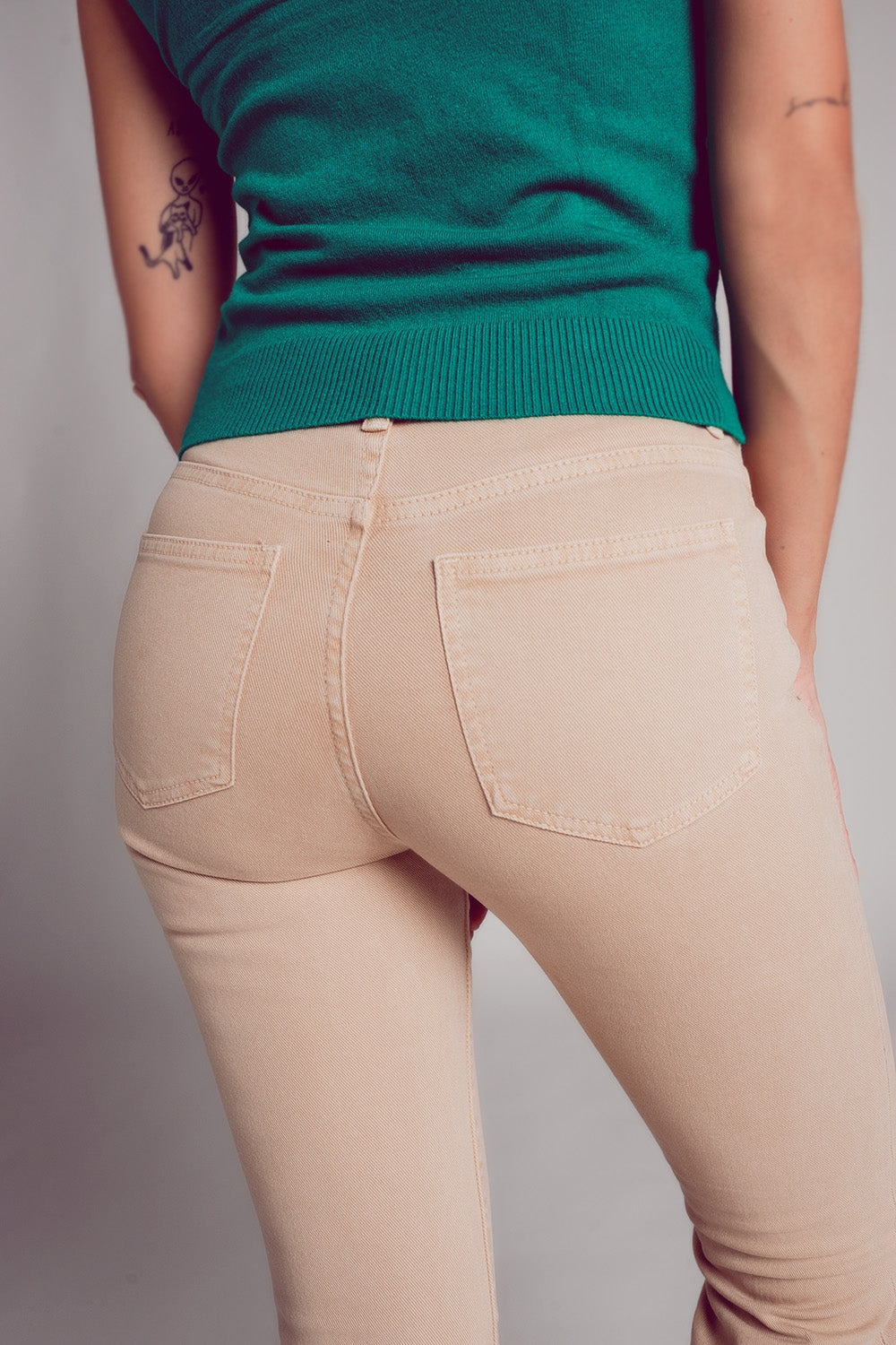 high waist flare jean in sand - Coloured Jeans