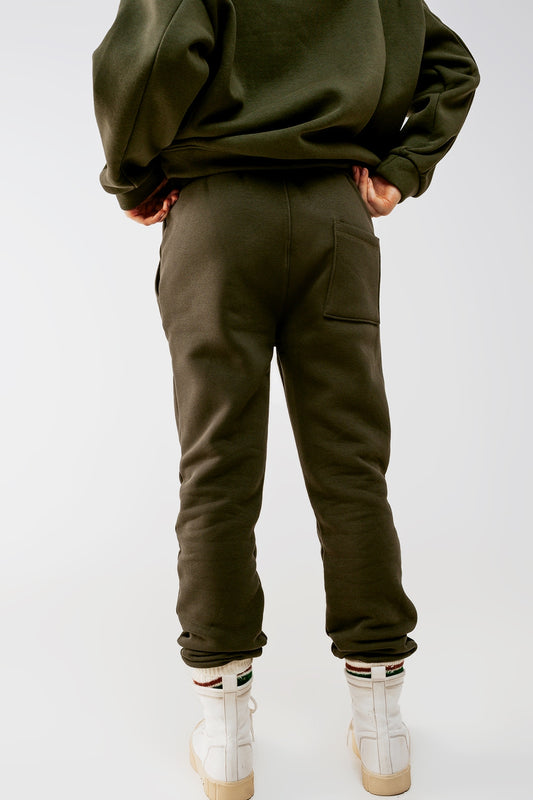 Cotton jogger in khaki - trousers