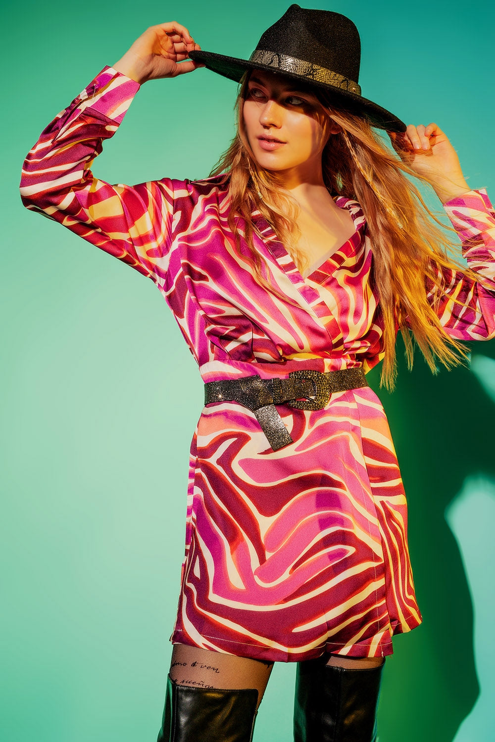 party dress in fuchsia zebra print - dress