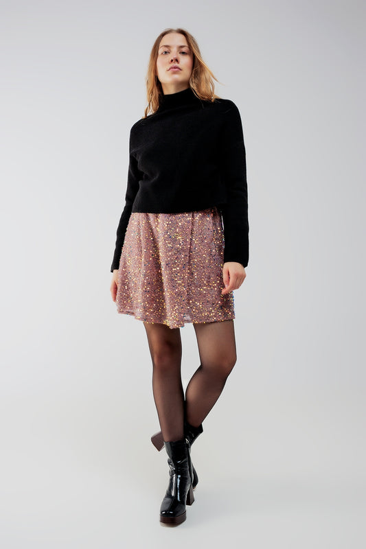 Ribbed roll neck jumper in black - jumper