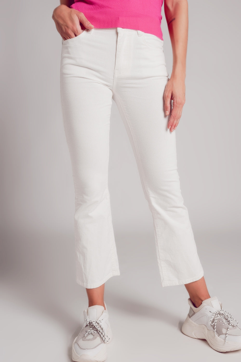 Cord flare in white - trousers