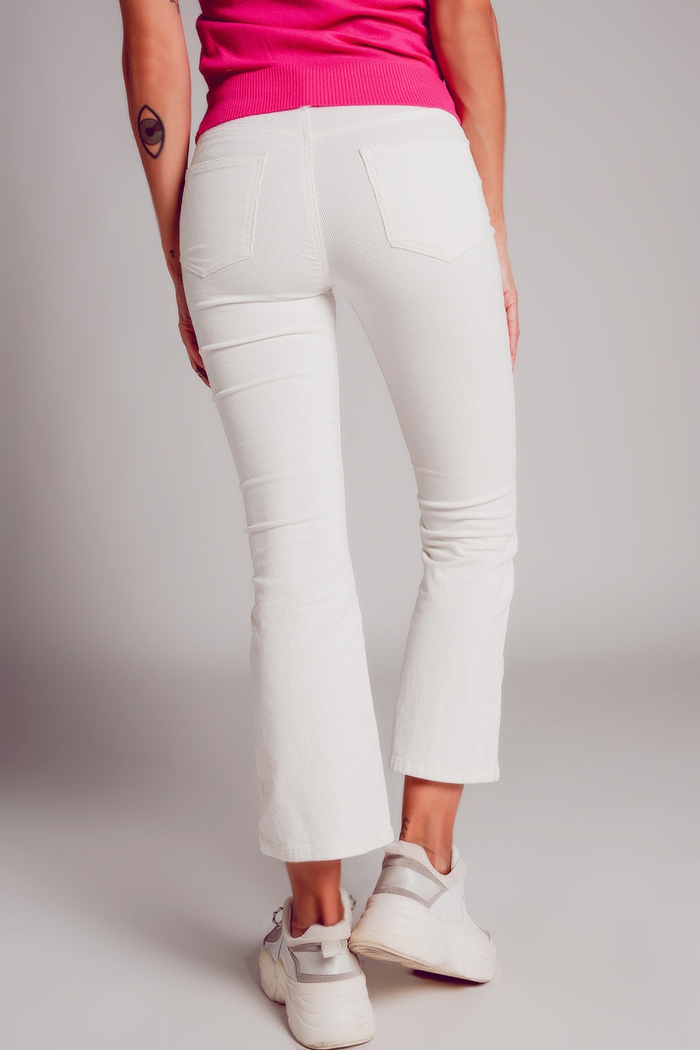 Cord flare in white - trousers