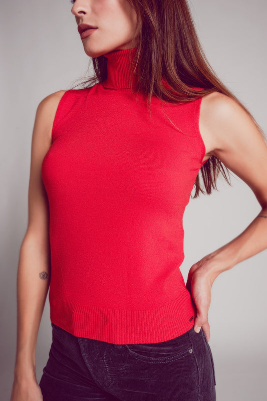 Knitted tank jumper in red - jumper