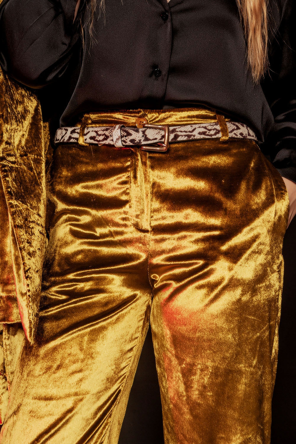 Straight leg velvet pants in lime - trousers