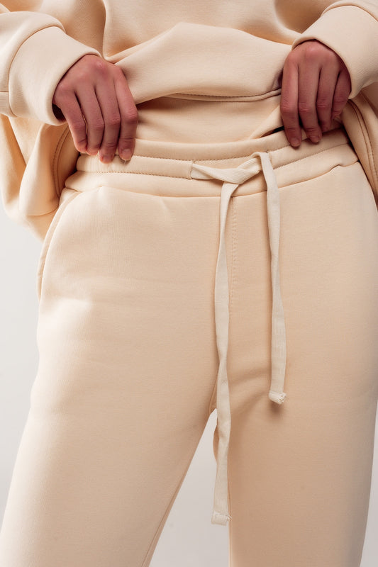 Cotton jogger in cream - trousers