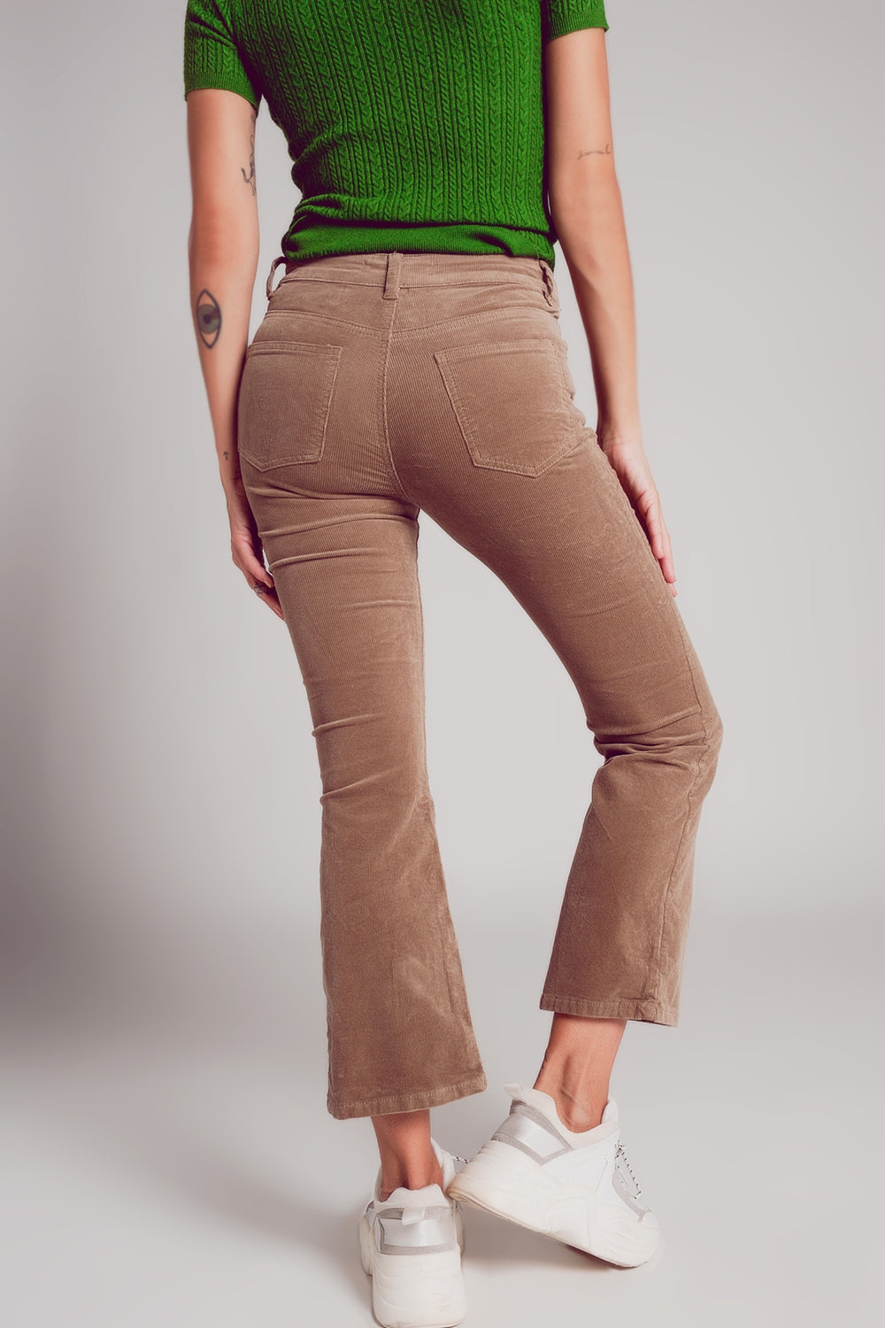 Cord flare in beige - trousers