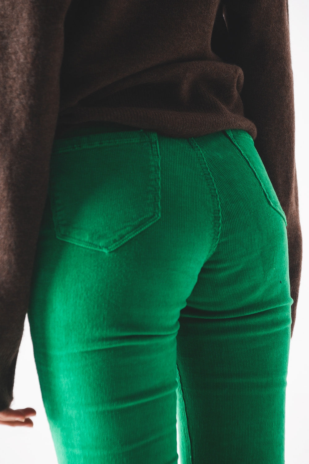 Flare corduroy pants in bold green - Coloured Jeans